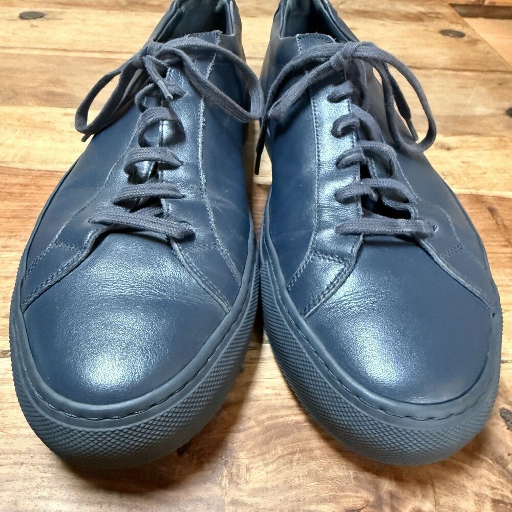 Common Projects ORIGINAL ACHILLES LOW Navy Leather Men 43 EU 10 US Made In Italy - Picture 2 of 12
